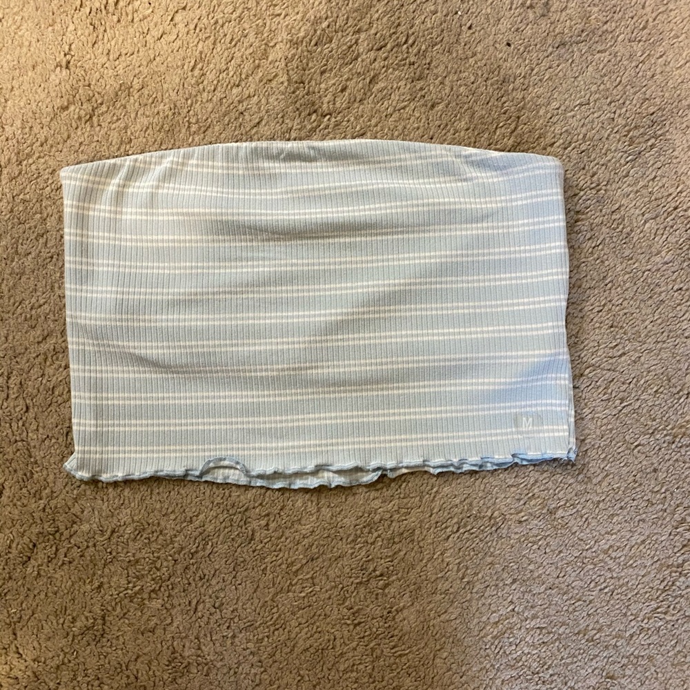 Blue and white striped tube top